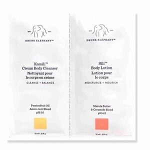 Drunk Elephant Kamili Cream Body Cleanser and Sili Body Lotion Sample Set 2x10ml